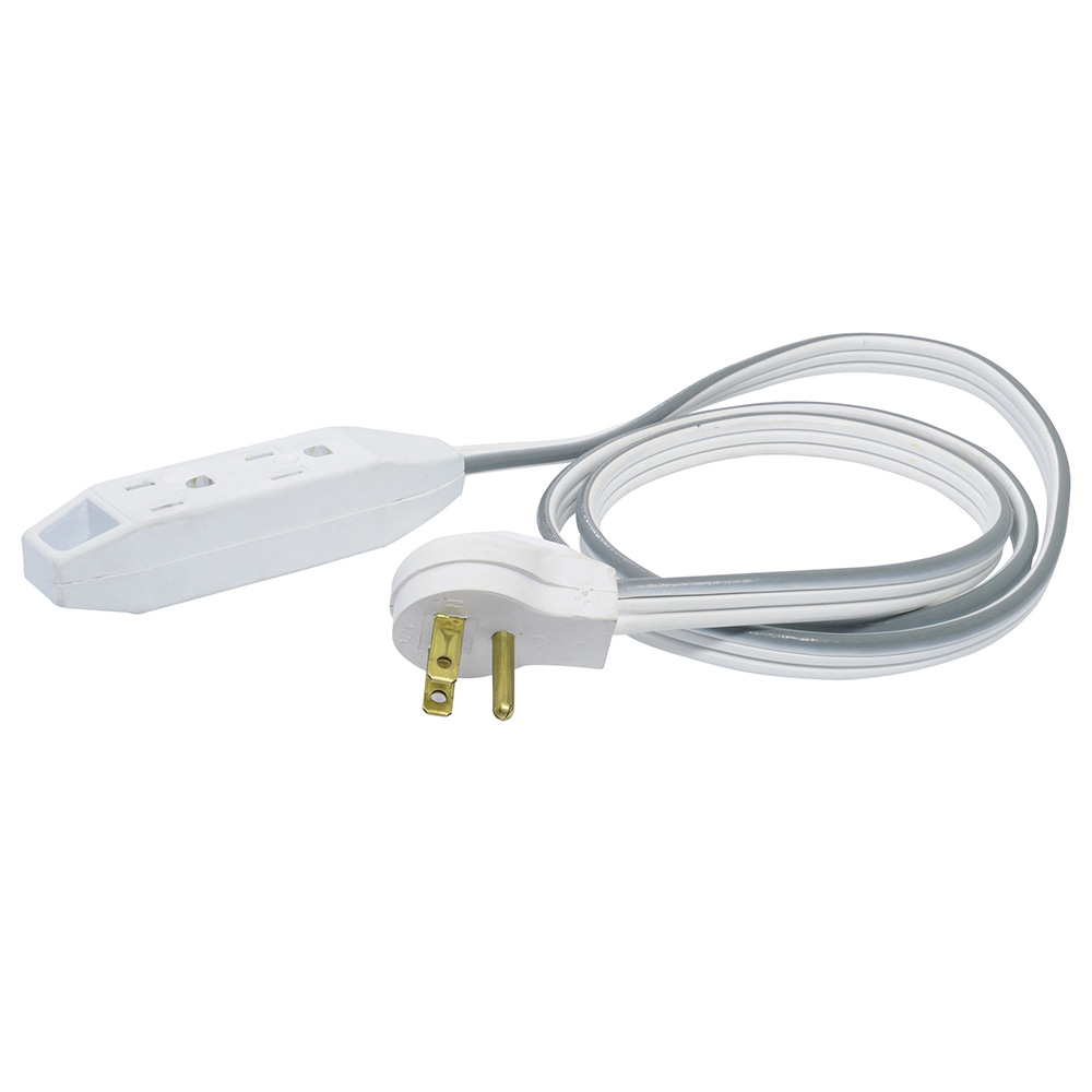 Extensión eléctrica plana aterrizada color blanco, 1 m Surtek