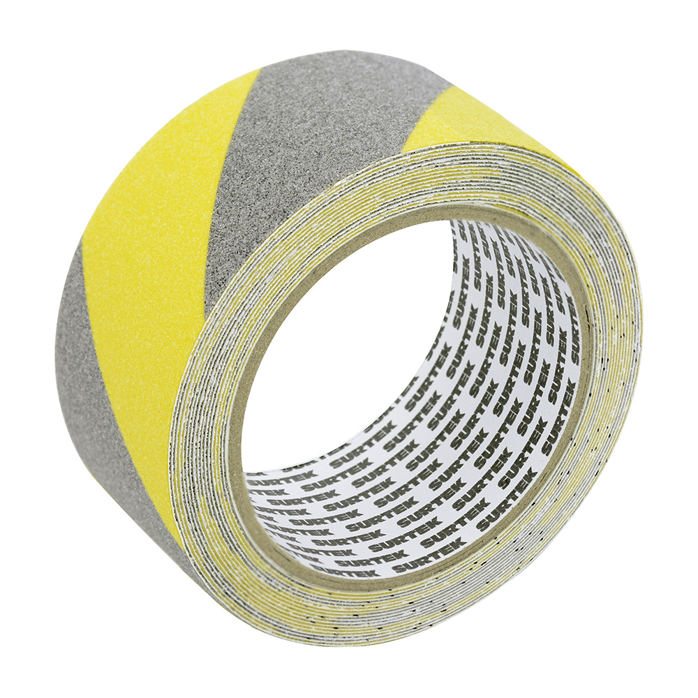 Cinta antiderrapante ancho 48 mm de 5 m, color amarillo/gris Surtek