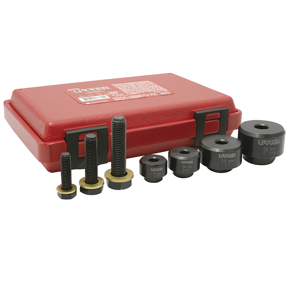 Juego de sacabocados para láminas de 5/8" a 1-1/4", 7 piezas Urrea