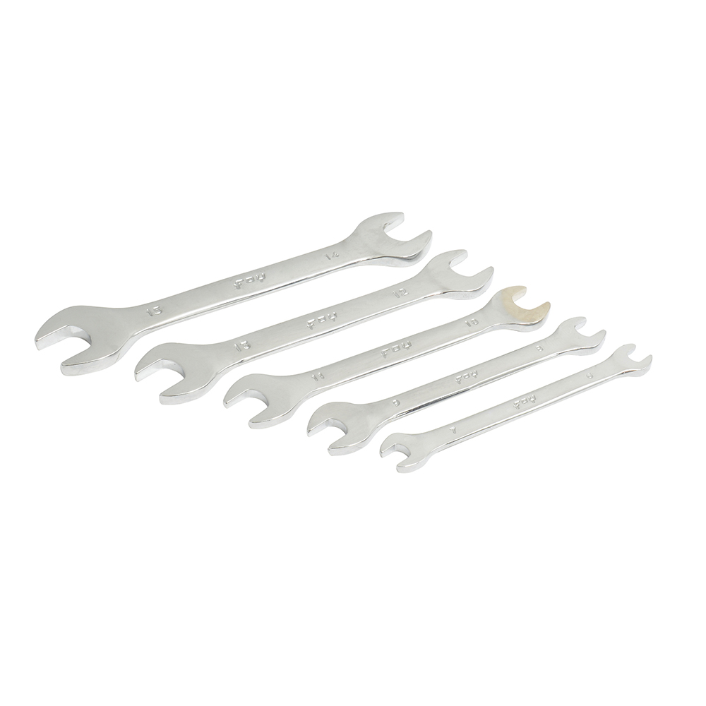 Juego de llaves españolas pulido espejo métricas, 5 piezas en rack Foy