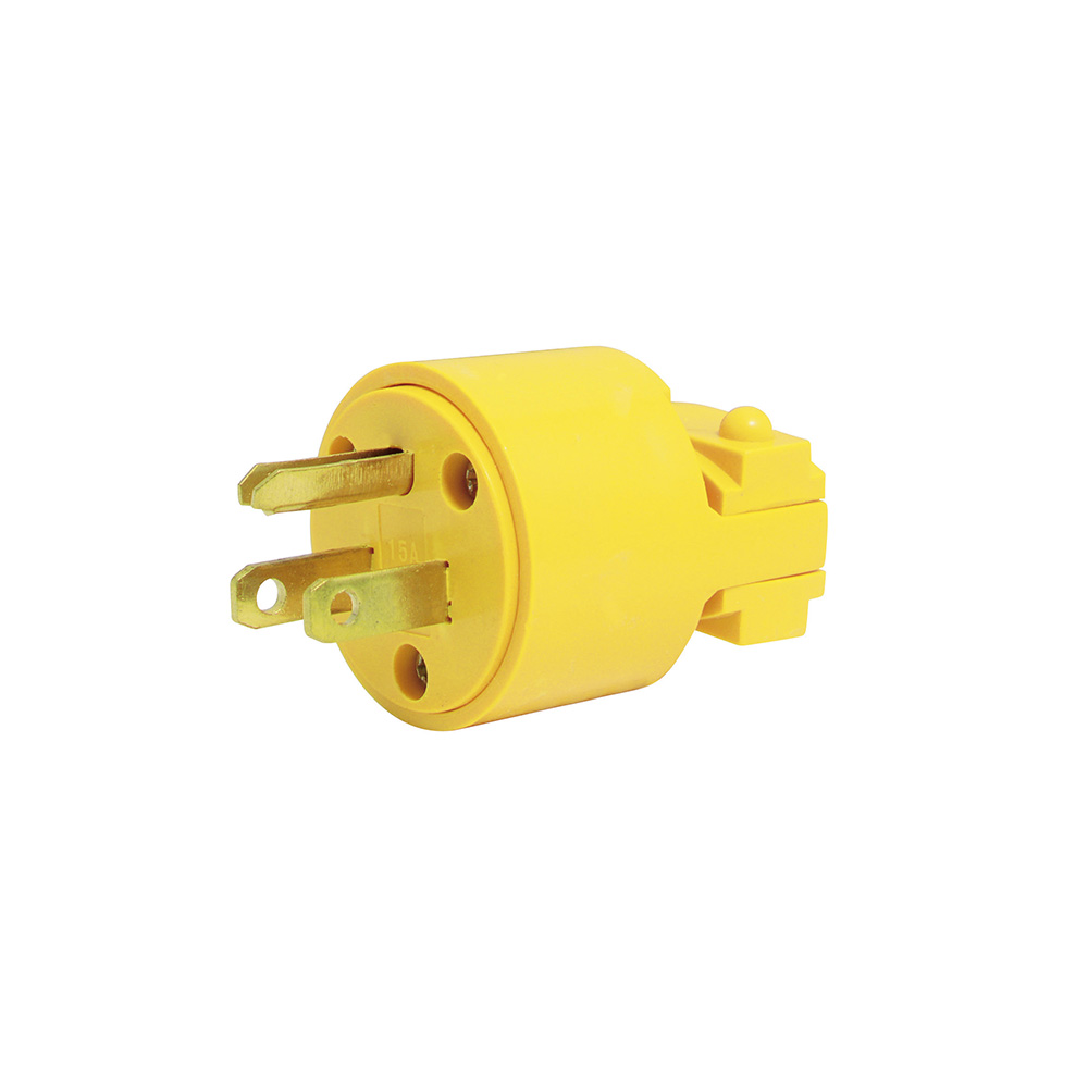 Clavija blindada plástica aterrizada, color amarillo Surtek