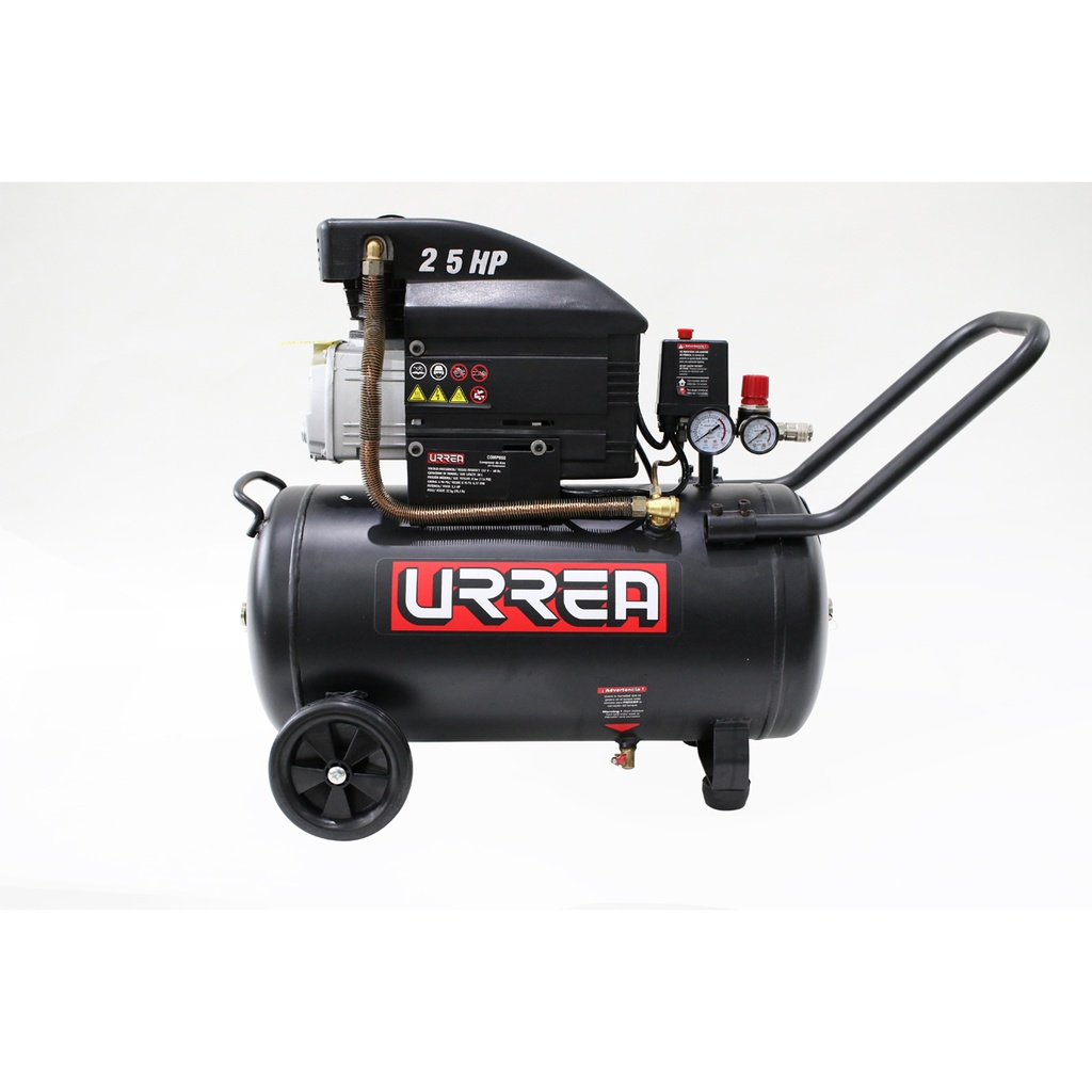 Compresor de aire eléctrico lubricado con pistola y manguera 50L, 2.5HP, 127V Urrea
