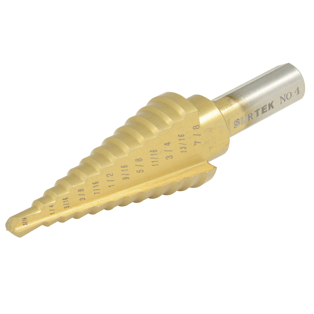 Broca escalonada de acero de alta velocidad #3, 3/16"- 7/8" Surtek