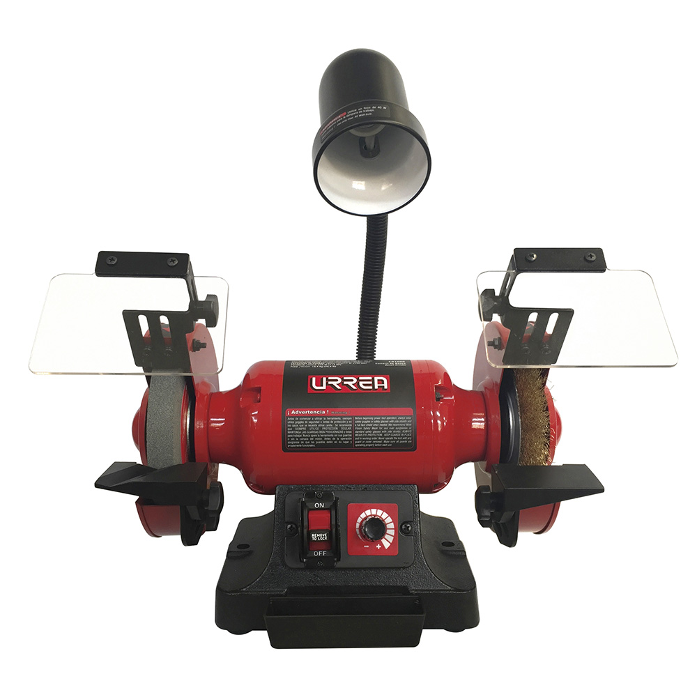 Esmeril de banco con base de acero 6" 1/3 HP 250 W 120 V, 3400 RPM Urrea