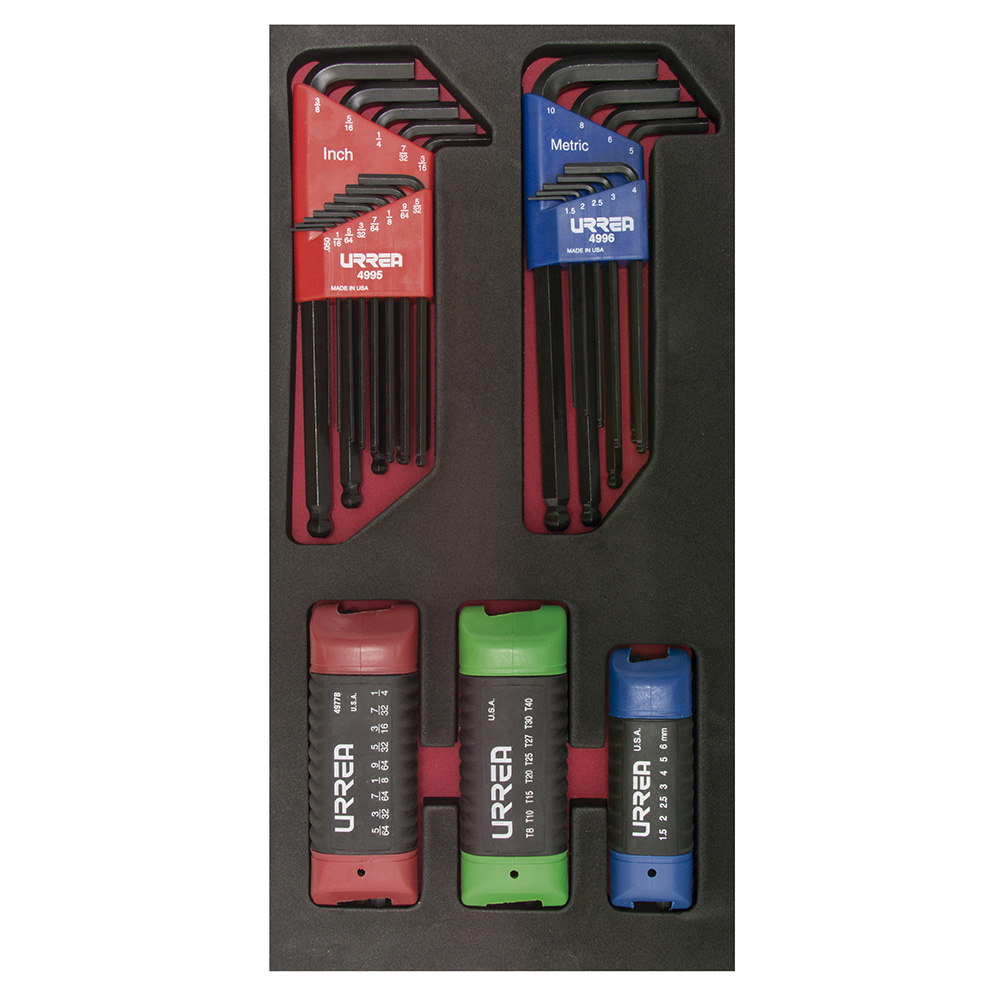 Juego de llaves hexagonales tipo navaja en pulgadas, métricas y torx 46 piezas, CH120-C Urrea