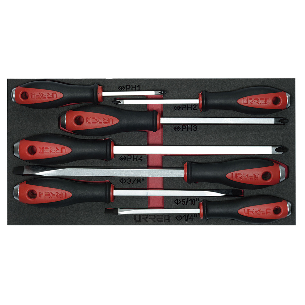 Juego de destornilladores con mango bimaterial de golpe combinado 7 piezas, CH128-C Urrea