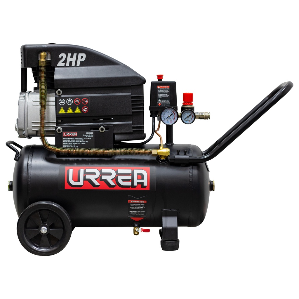 Compresor de aire eléctrico lubricado 25L, 2HP, 127V Urrea