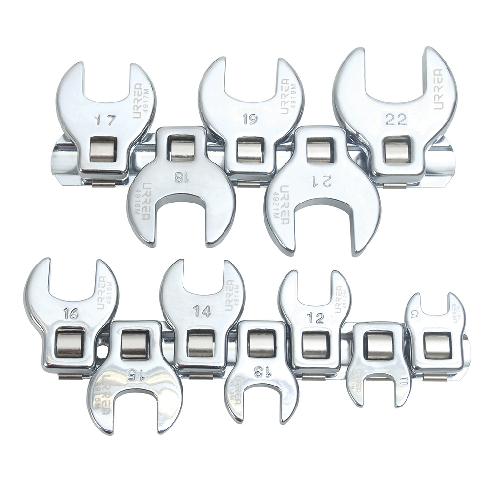 Juego de llaves pata de cuervo cuadro de 3/8", métricas, 12 piezas Urrea