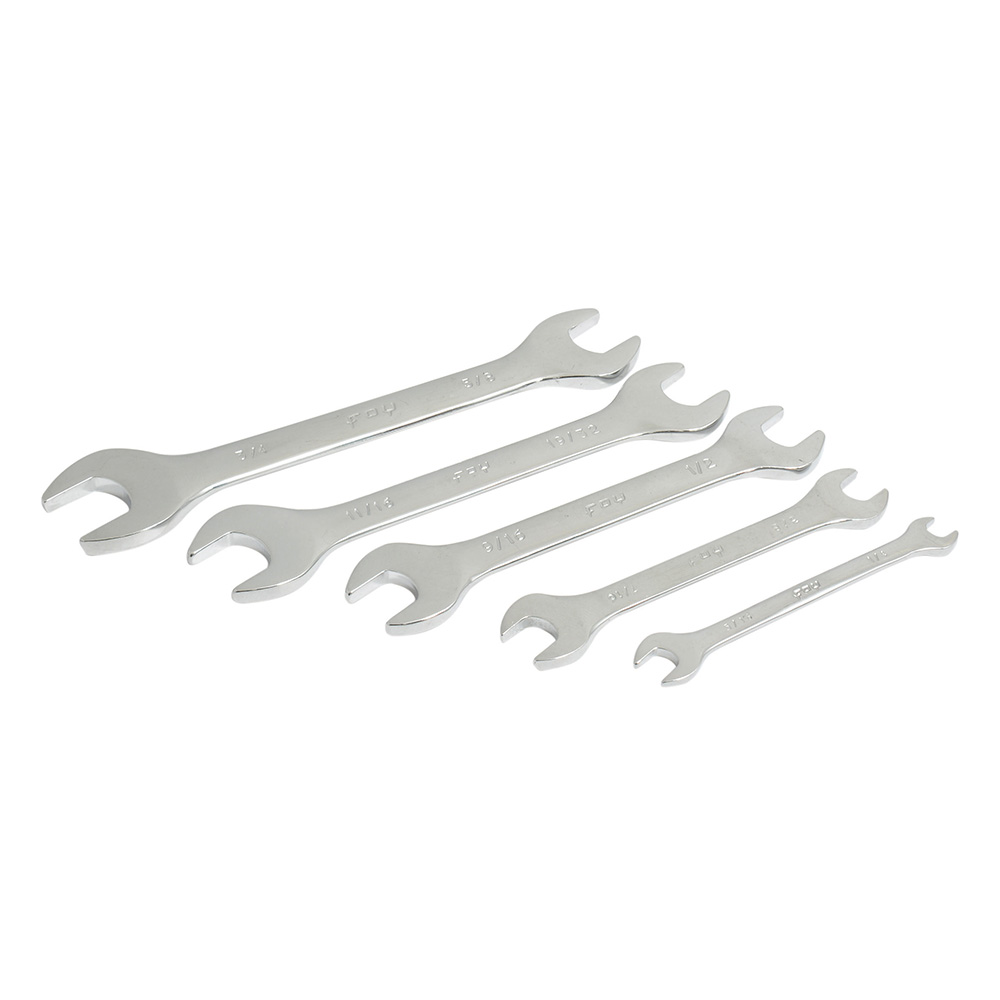 Juego de llaves españolas pulido espejo en pulgadas, 5 piezas en rack Foy