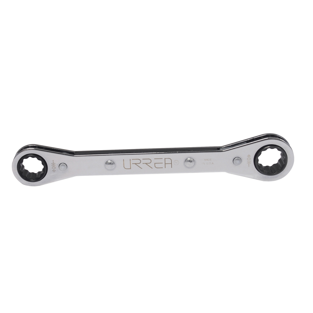Llave de estrías pulido espejo plana de matraca en pulgadas, 12 puntas, 1/2" x 9/16" Urrea