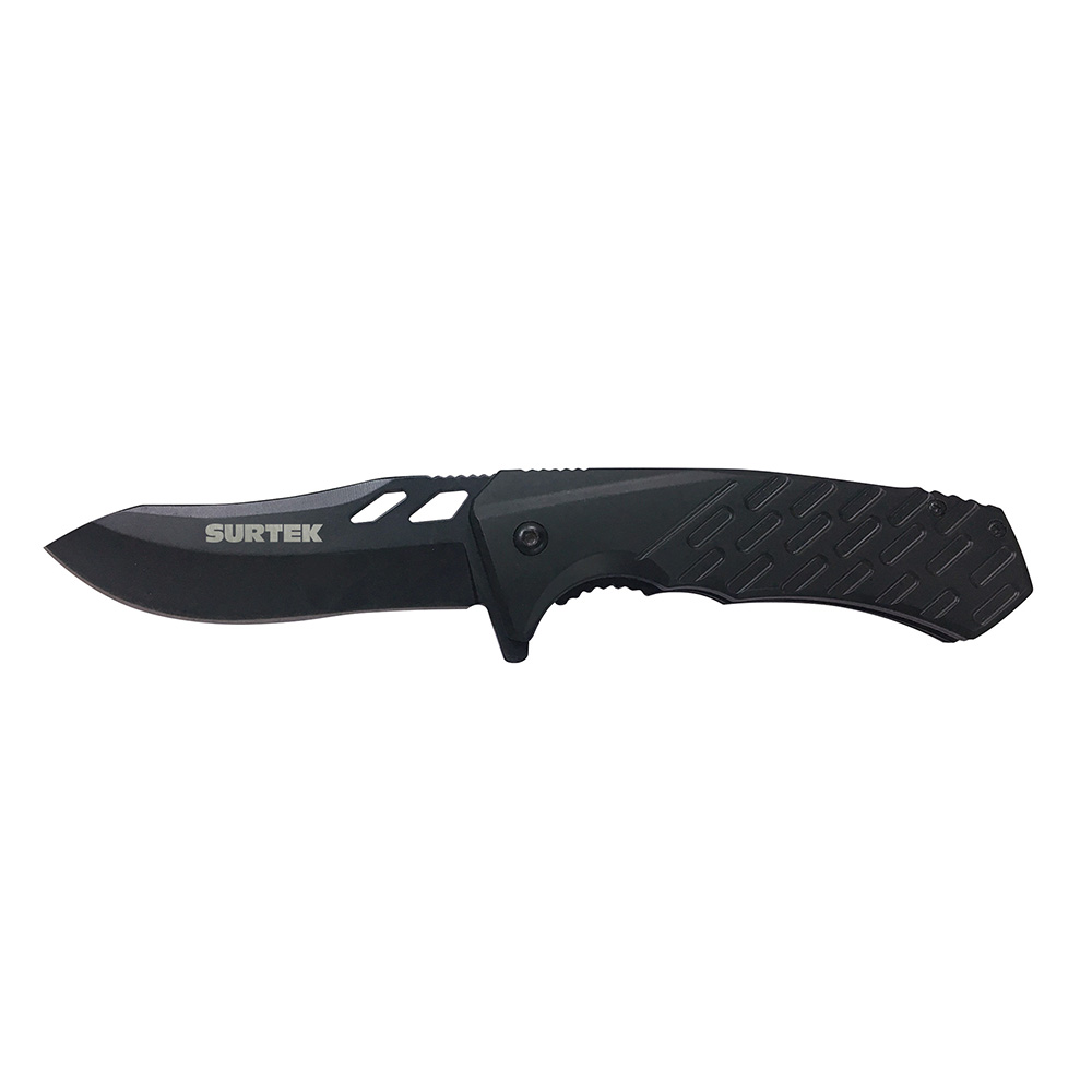 Navaja abatible de acero inoxidable con mango de plástico hoja dentada de 3-1/4" Surtek