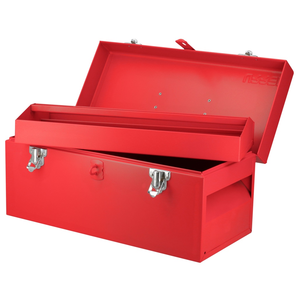 Caja portaherramientas métalica con asa plástica color rojo 16" x 7" x 7" Urrea