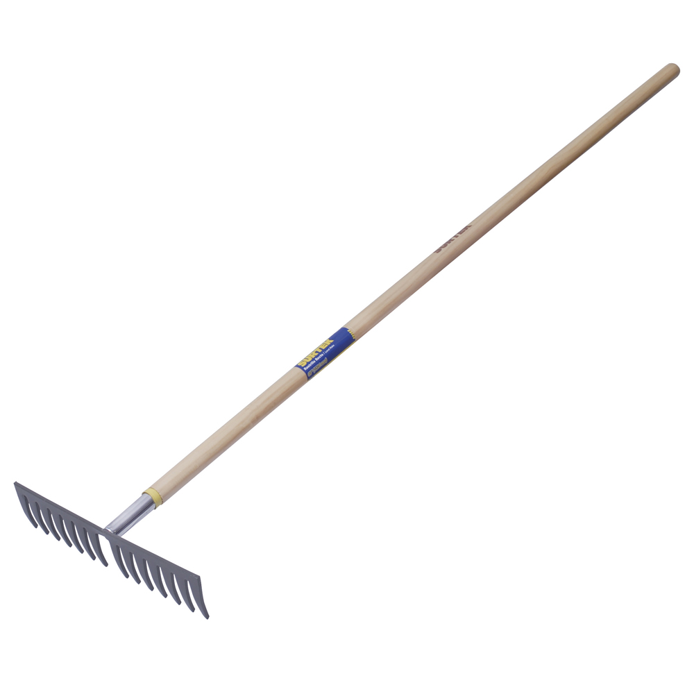 Rastrillo curvo para jardín con mango de fibra de vidrio 60", 16 dientes Surtek
