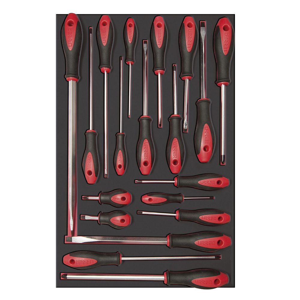 Juego de destornilladores con mango bimaterial varias puntas 19 piezas, CH307-C Urrea
