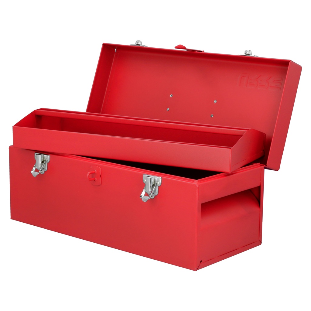 Caja portaherramientas métalica con asa plástica color rojo 17" x 7" x 7" Urrea