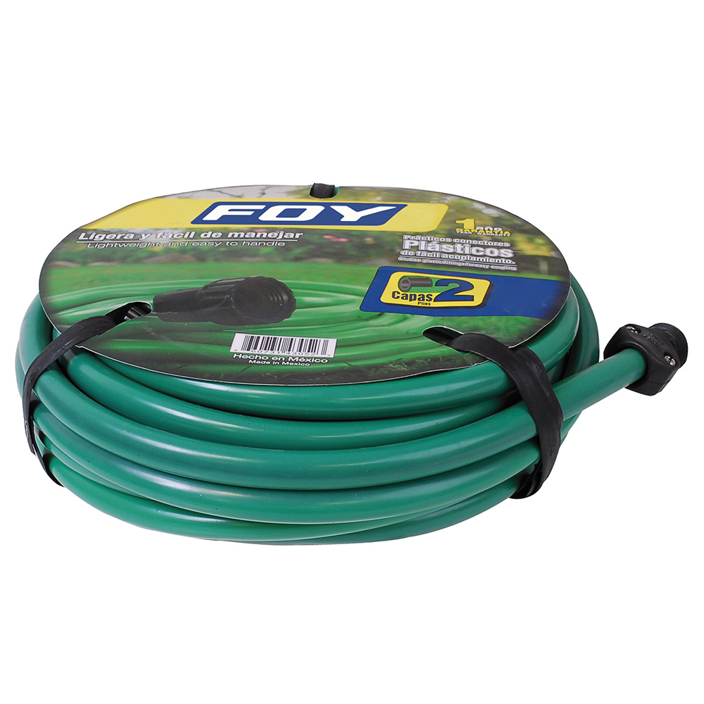 Manguera para jardín lisa con conector plástico 2 capas 1/2", 15 m Foy