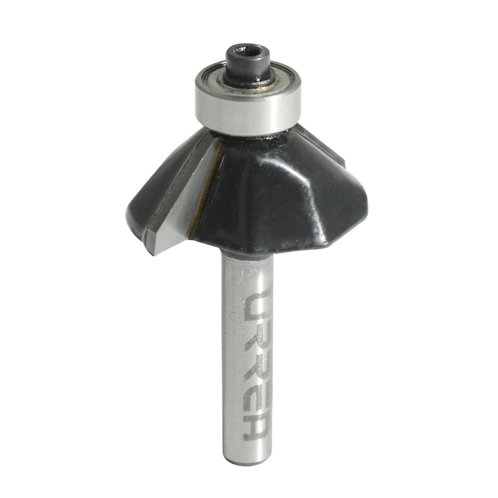 Broca para router de acero chaflán con balero 1-1/4" zanco de 1/4" Urrea
