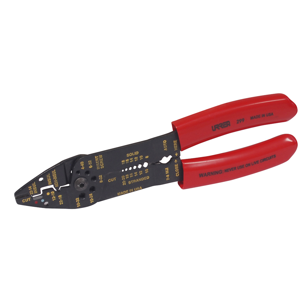Pinza pelacable con mango air cushion 10-22 AWG de 8-3/4" poncha terminales Urrea