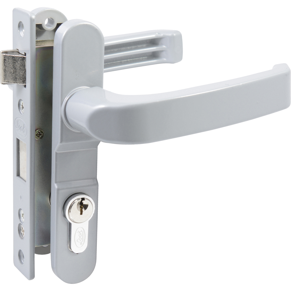 Cerradura Euro para puerta de aluminio función doble, gris, llave estándar Lock