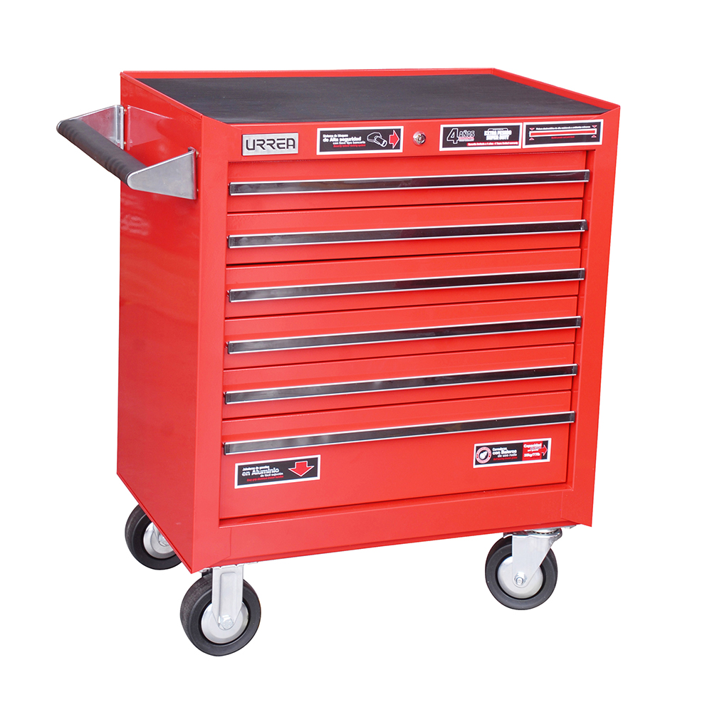 Gabinete móvil 6 gavetas color rojo serie X 27" Urrea