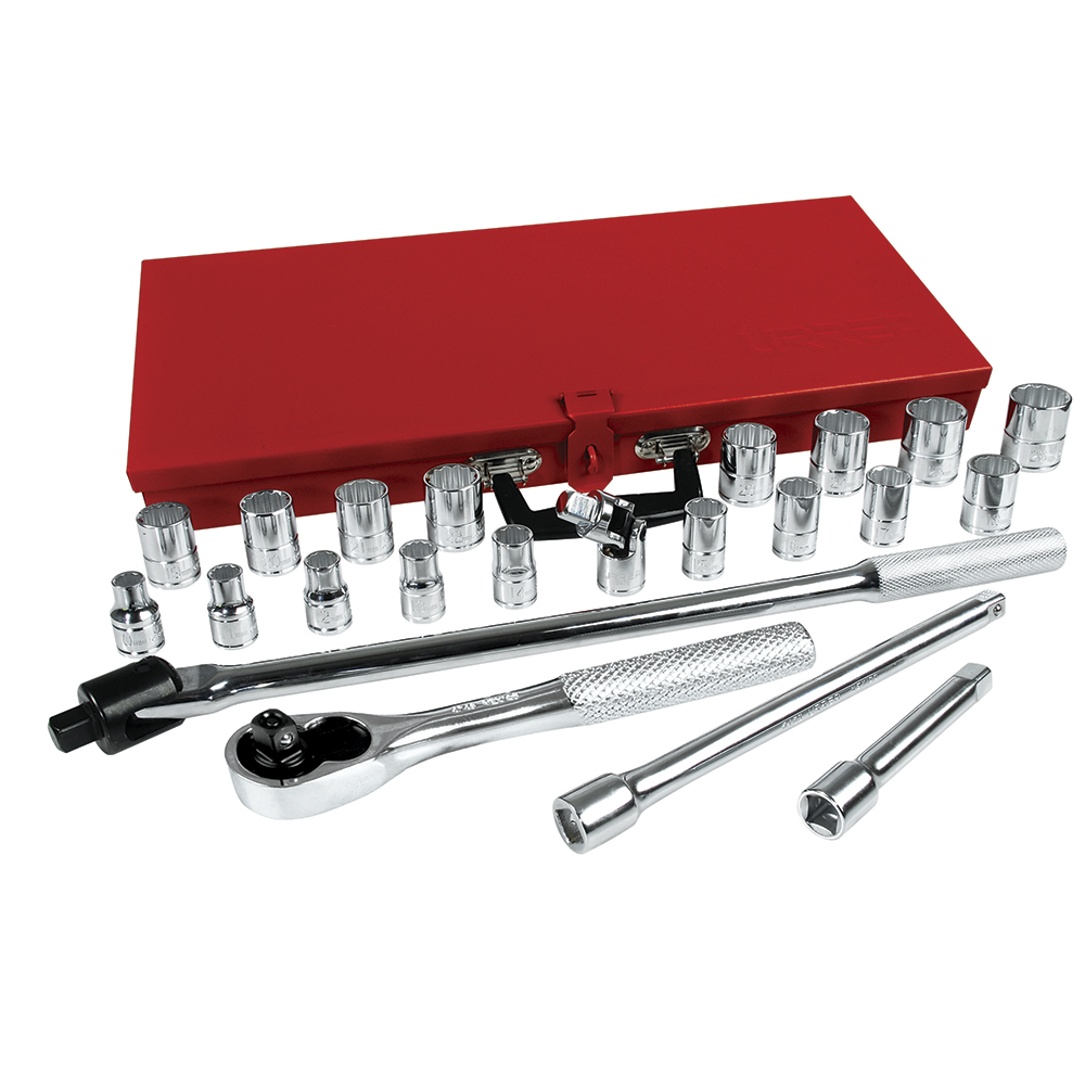 Juego de dados y accesorios cuadro de 1/2" métrico, 23 piezas Urrea