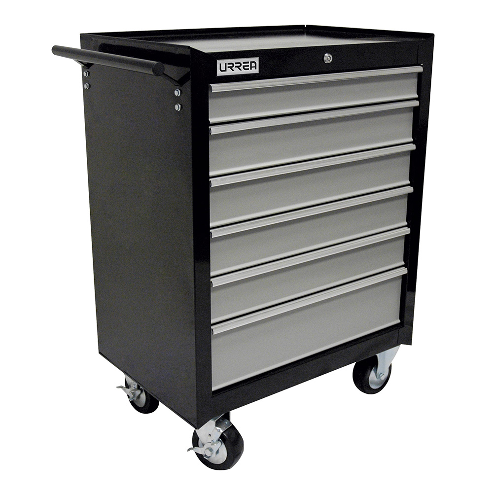 Gabinete móvil 6 gavetas color negro serie H 27" Urrea