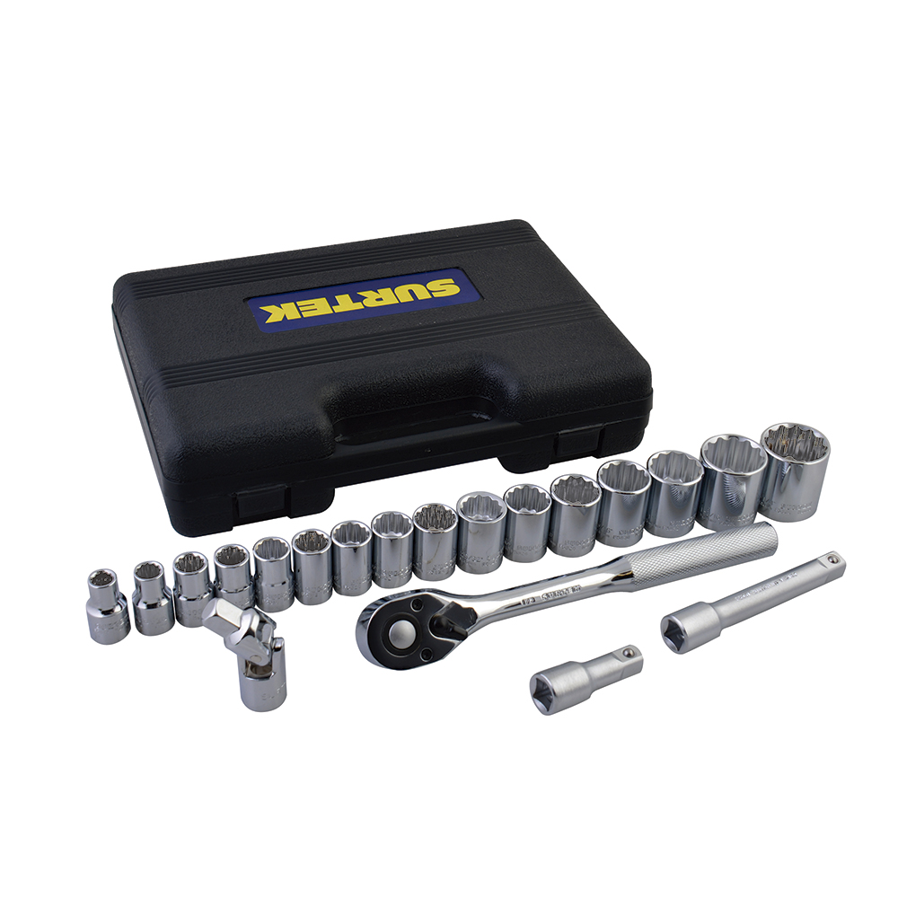 Juego de dados y accesorios cuadro de 1/2" métrico, 20 piezas Surtek