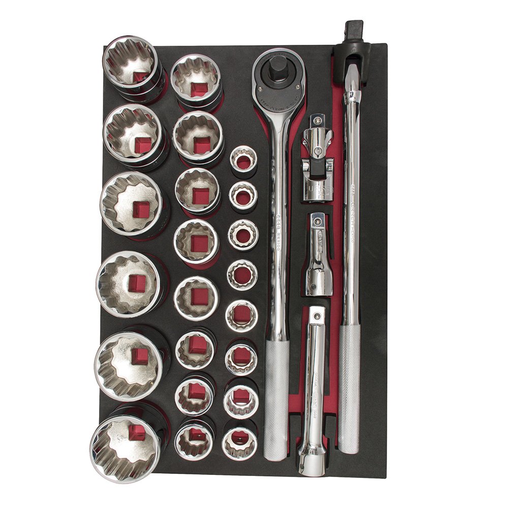 Juego de dados cortos y accesorios cuadro de 3/4" métricos 27 piezas, CH302-C Urrea