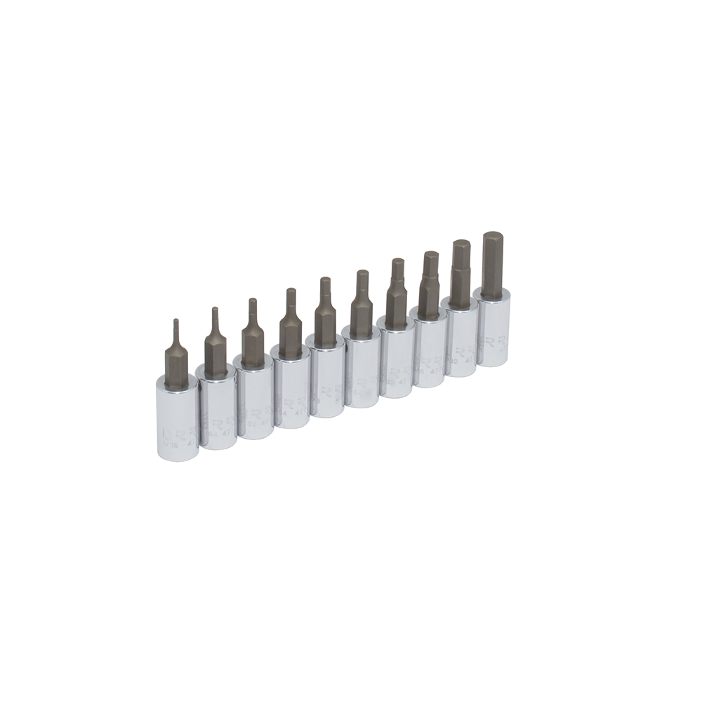 Juego de dados con punta hexagonal cuadro de 1/4", en pulgadas, 10 piezas Urrea
