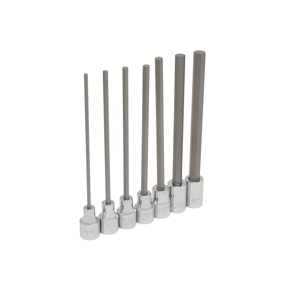 Juego de dados punta hexagonal extra larga cuadro de 3/8", en pulgadas, 7 piezas Urrea