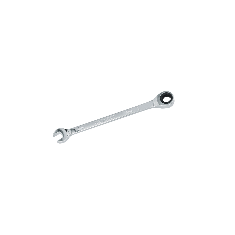 Llave combinada pulido espejo de matraca métrica, 12 puntas, 8mm Surtek