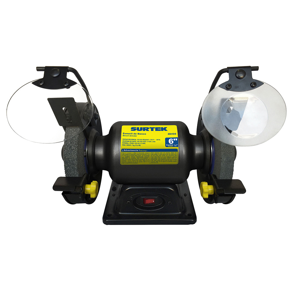 Esmeril de banco motor silencioso de inducción 6" 1/3 HP 250 W 120 V, 3450 RPM Surtek