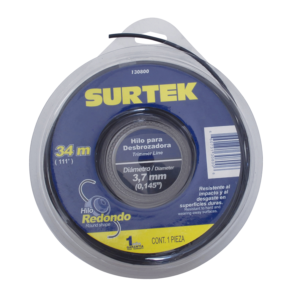 Nailon redondo para desbrozadora doble blíster, 3.7 mm x 34 m Surtek