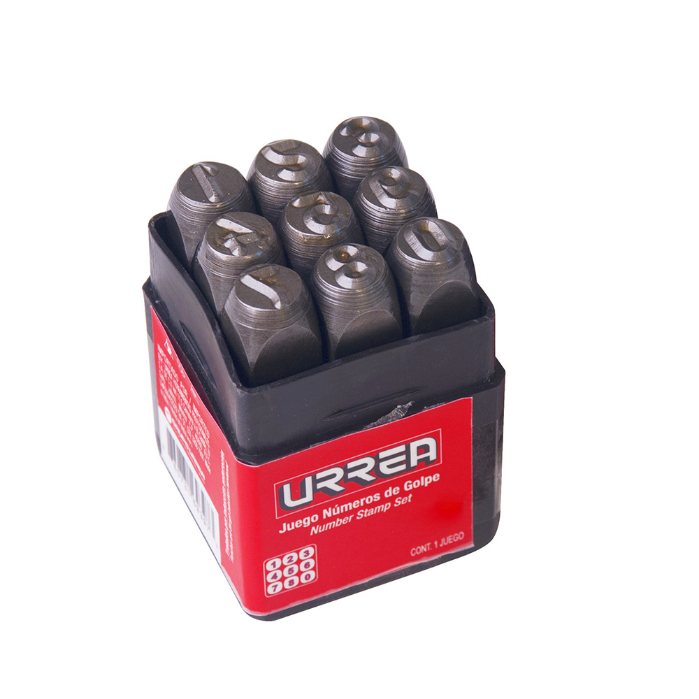 Juego de números del "0" al "9" de golpe 6 mm, 9 piezas Urrea