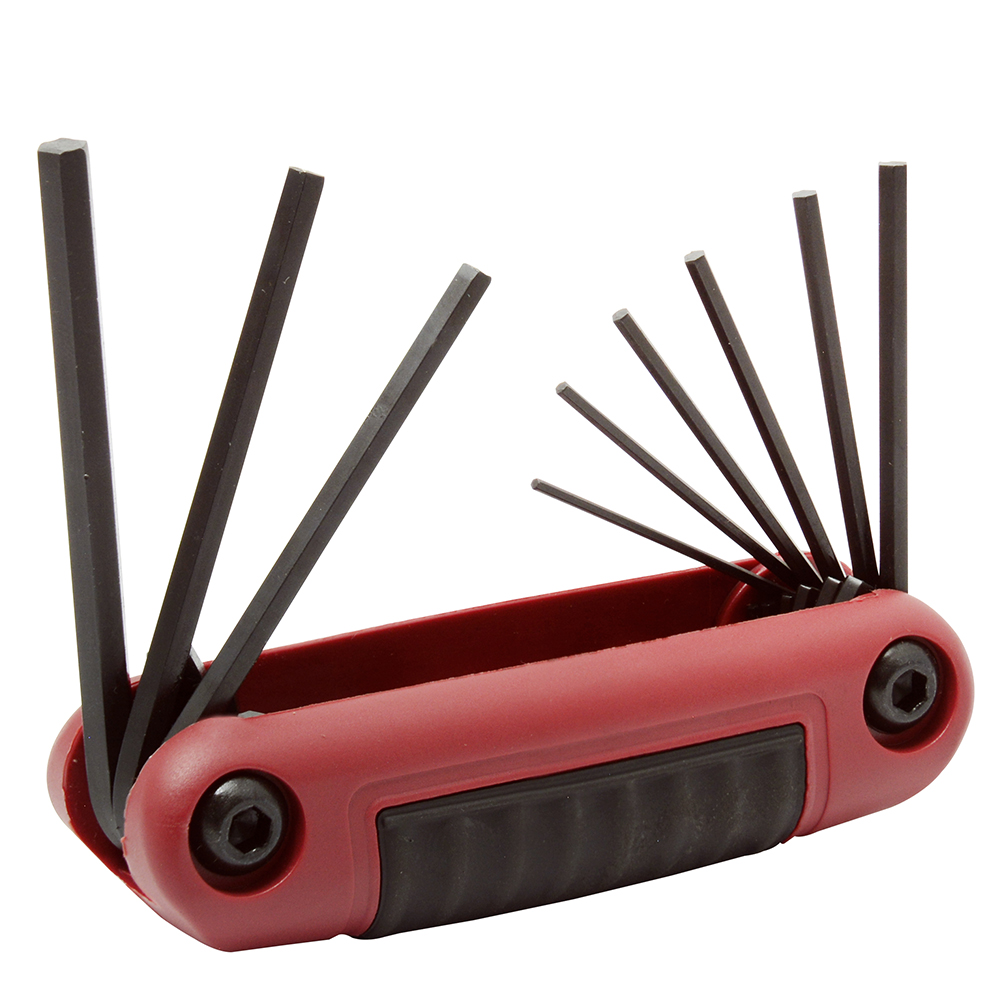 Juego de llaves hexagonales tipo navaja en pulgadas .050" a 3/16" estuche bimaterial,9 pz Urrea