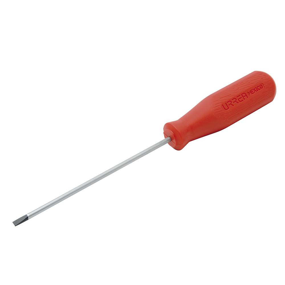 Destornillador con mango rojo, punta cabinet barra redonda 3/16" x 4" Urrea