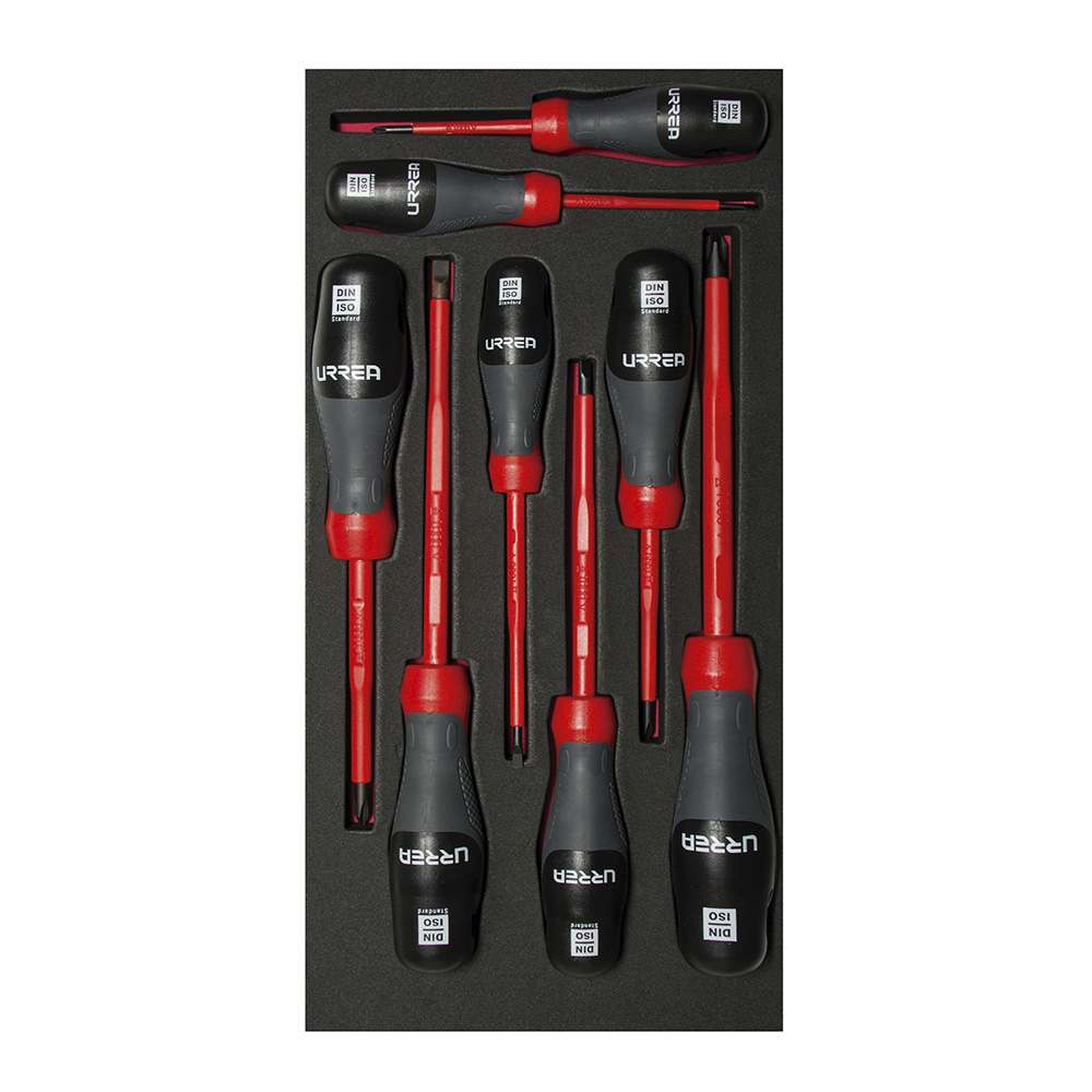 Juego de destornilladores con mango trimaterial 1000 V, varias puntas 8 piezas, CH119-C Urrea