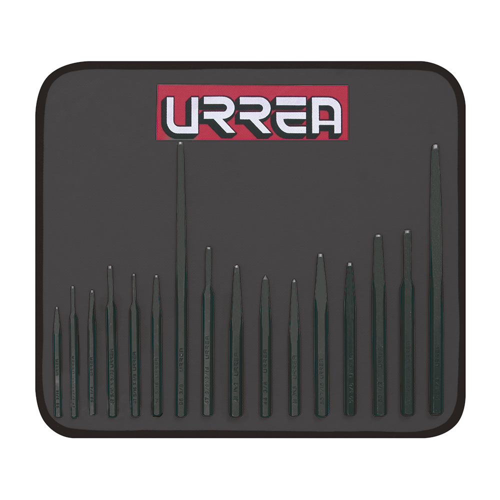 Juego de puntos, punzones, cinceles y botadores, 16 piezas Urrea