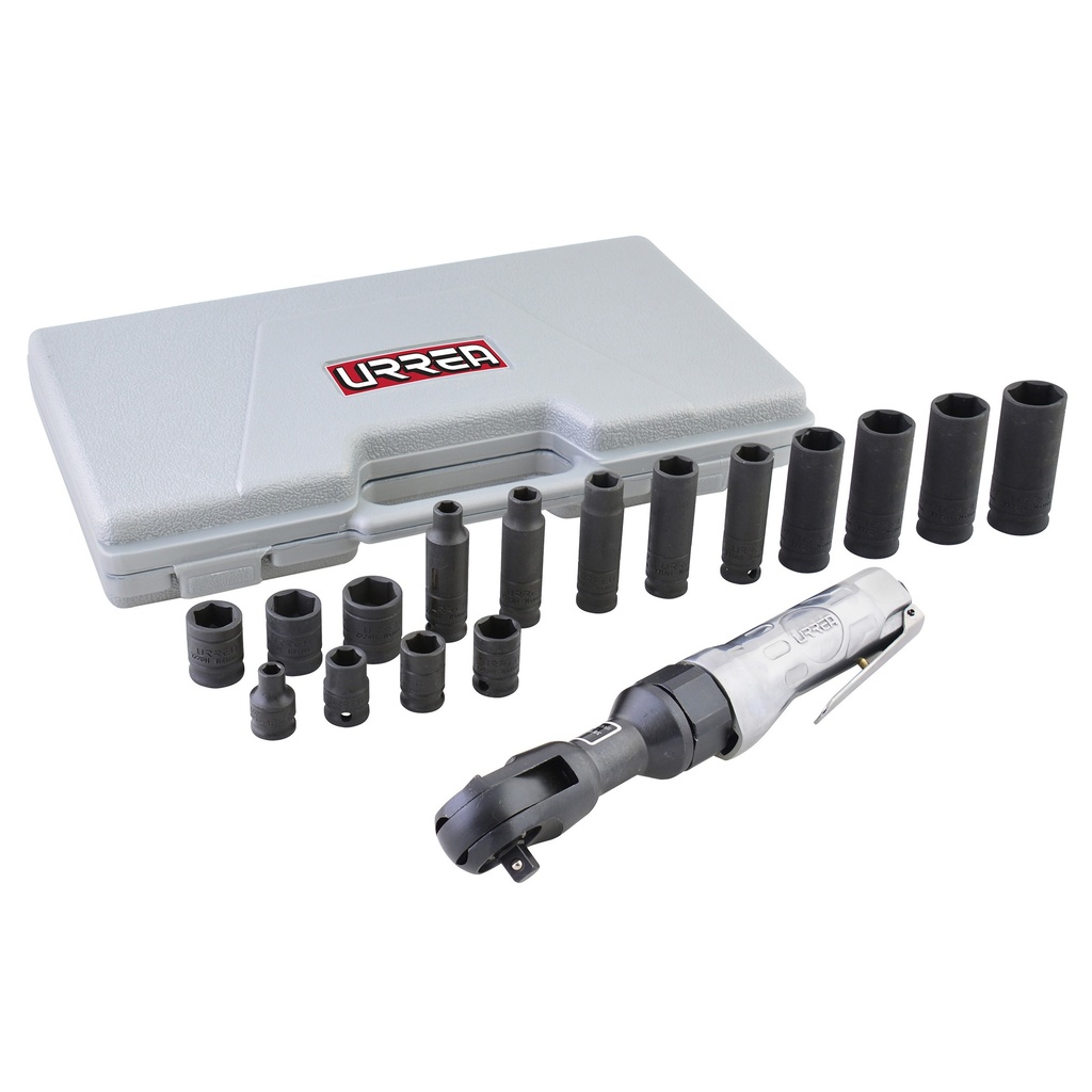 Juego de matraca neumática y dados cuadro de 3/8" en pulgadas , 14 piezas Urrea