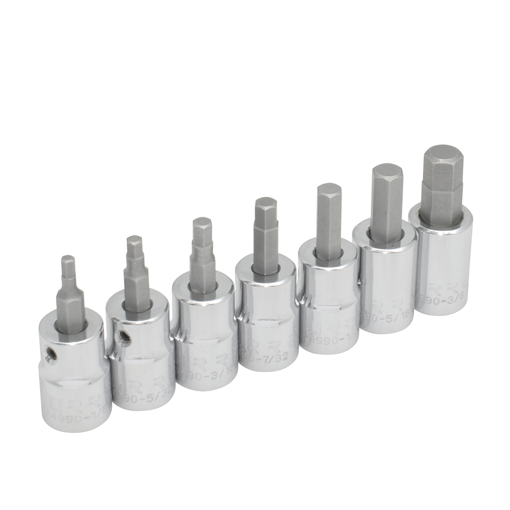 Juego de dados punta hexagonal cuadro de 3/8", en pulgadas, 7 piezas Urrea