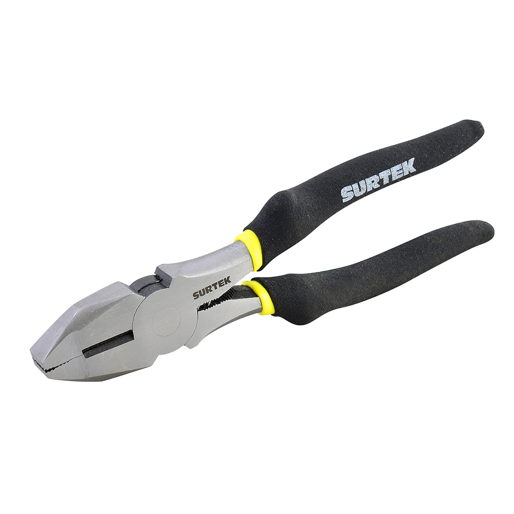 Pinza para electricista con mango rubber grip de 9" corte lateral nariz cuadrada Surtek