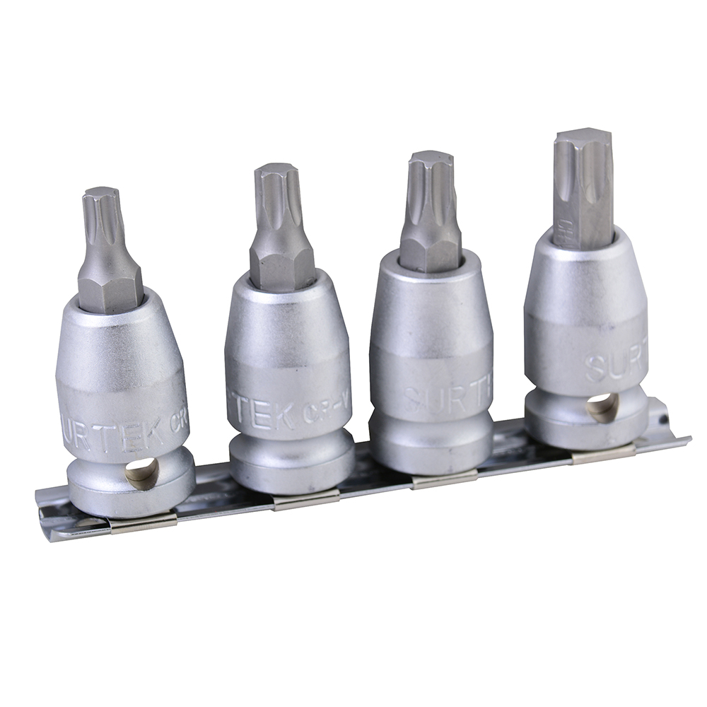 Juego de dados con punta larga torx cuadro de 1/2", 4 piezas Surtek