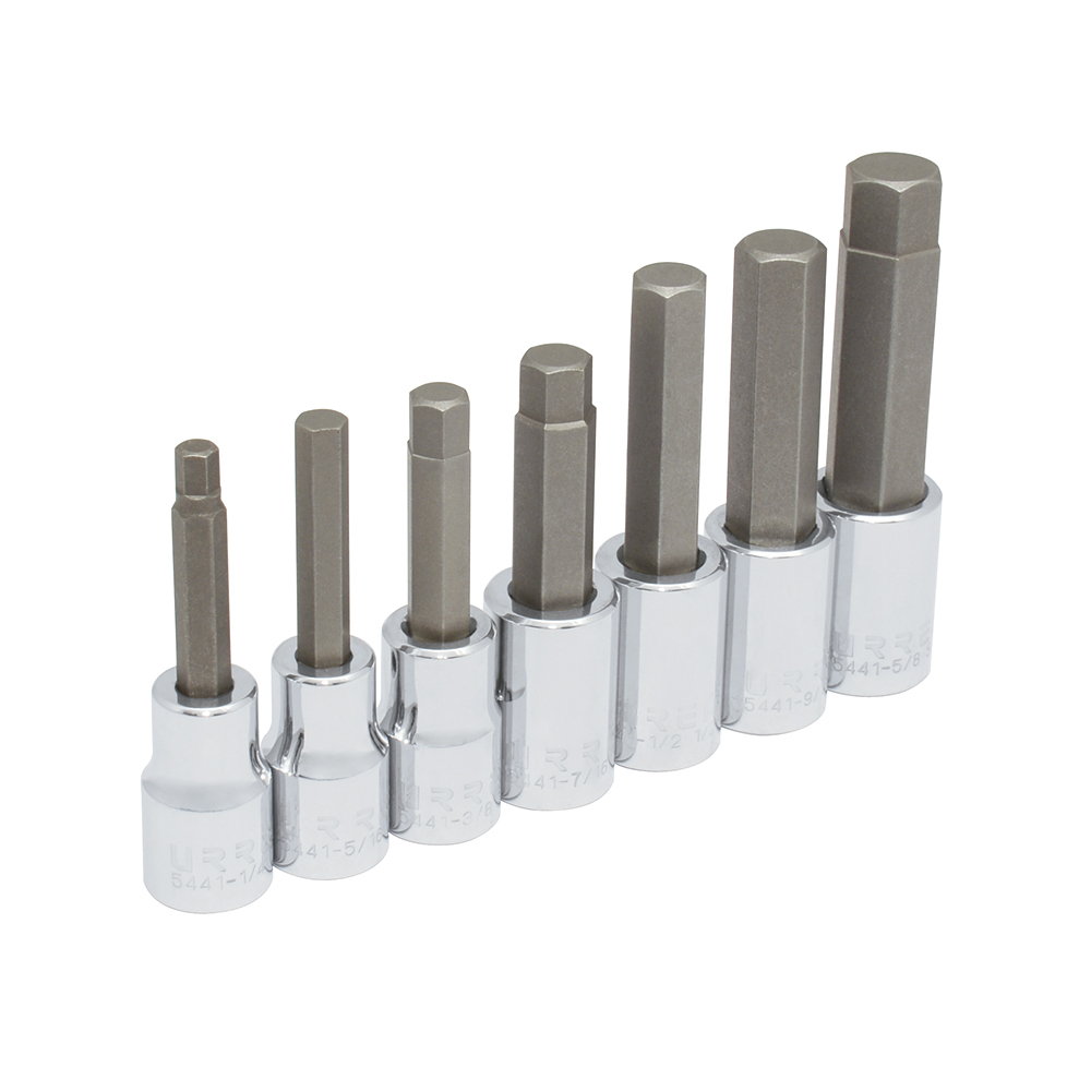Juego de dados con punta hexagonal cuadro de 1/2", en pulgadas, 7 piezas Urrea