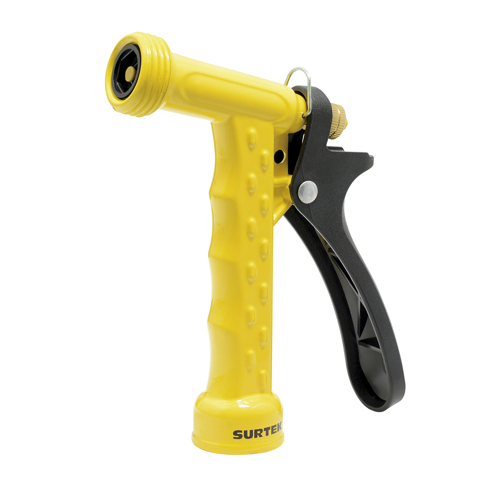 Pistola para riego metálica con seguro para riego continuo 3/4" GHT Surtek