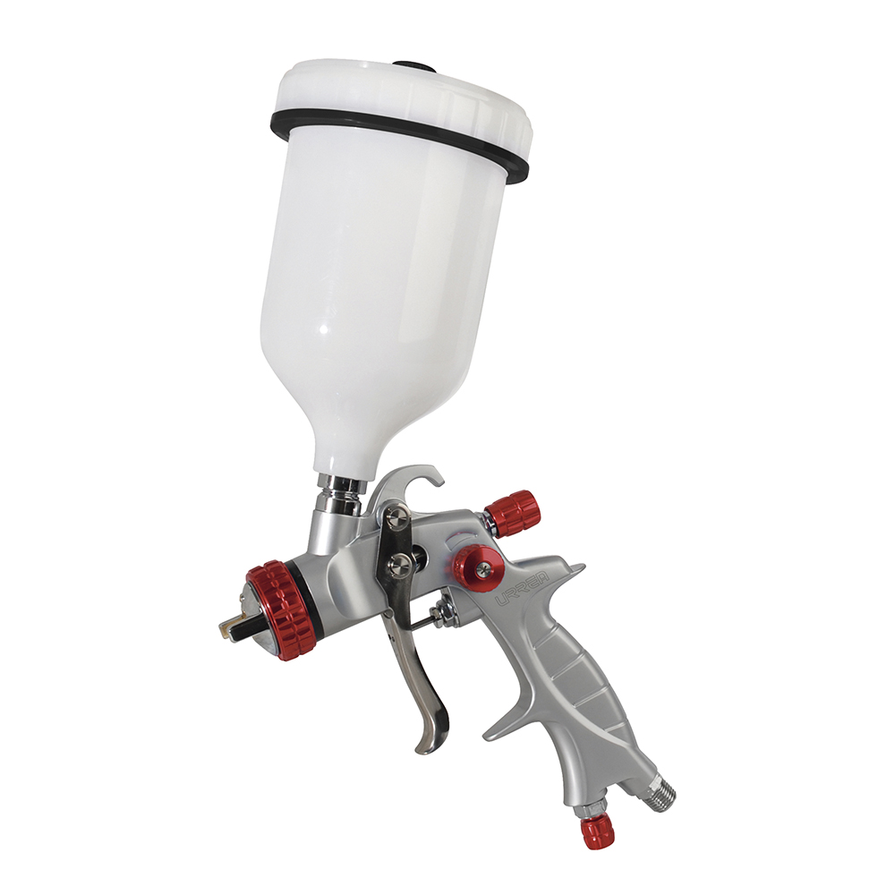 Pistola para pintar con alimentación de gravedad, capacidad 600 ml, 29 PSI Urrea