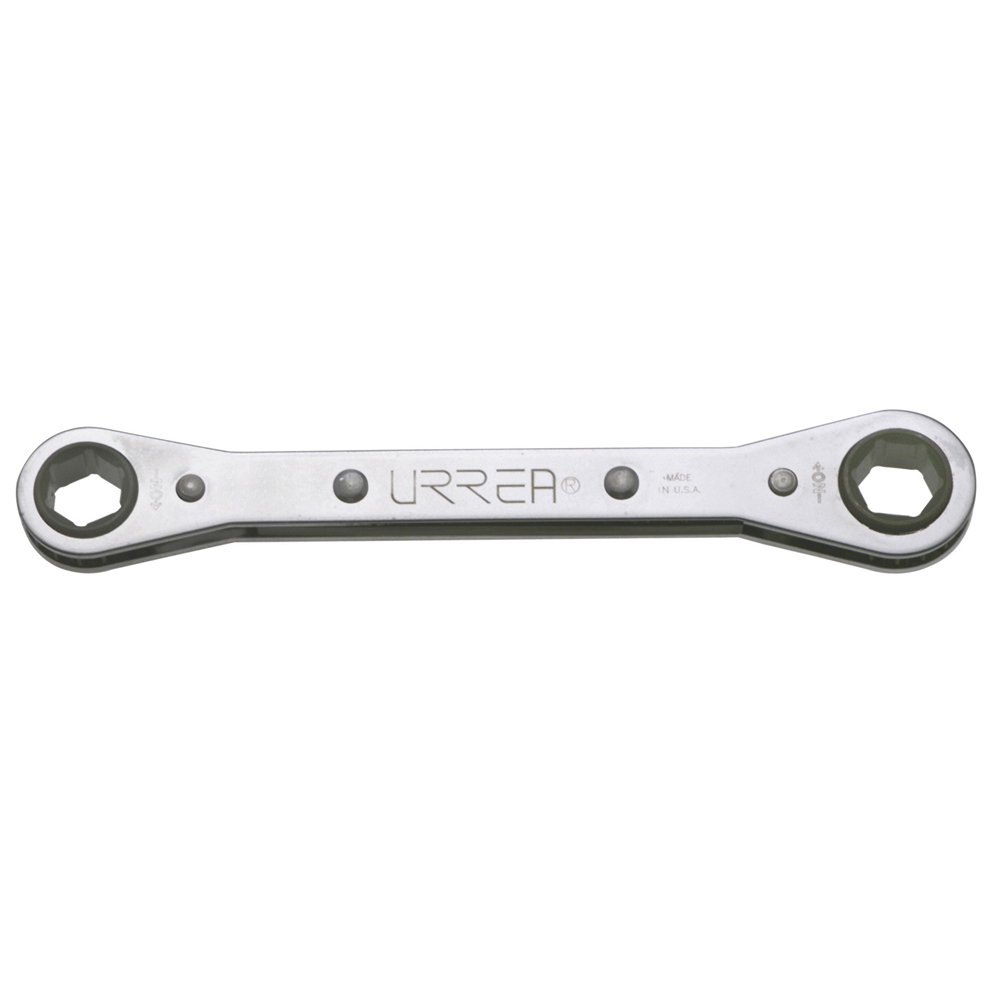 Llave de estrías pulido espejo plana de matraca métrica, 6 puntas, 7 x 8 mm Urrea