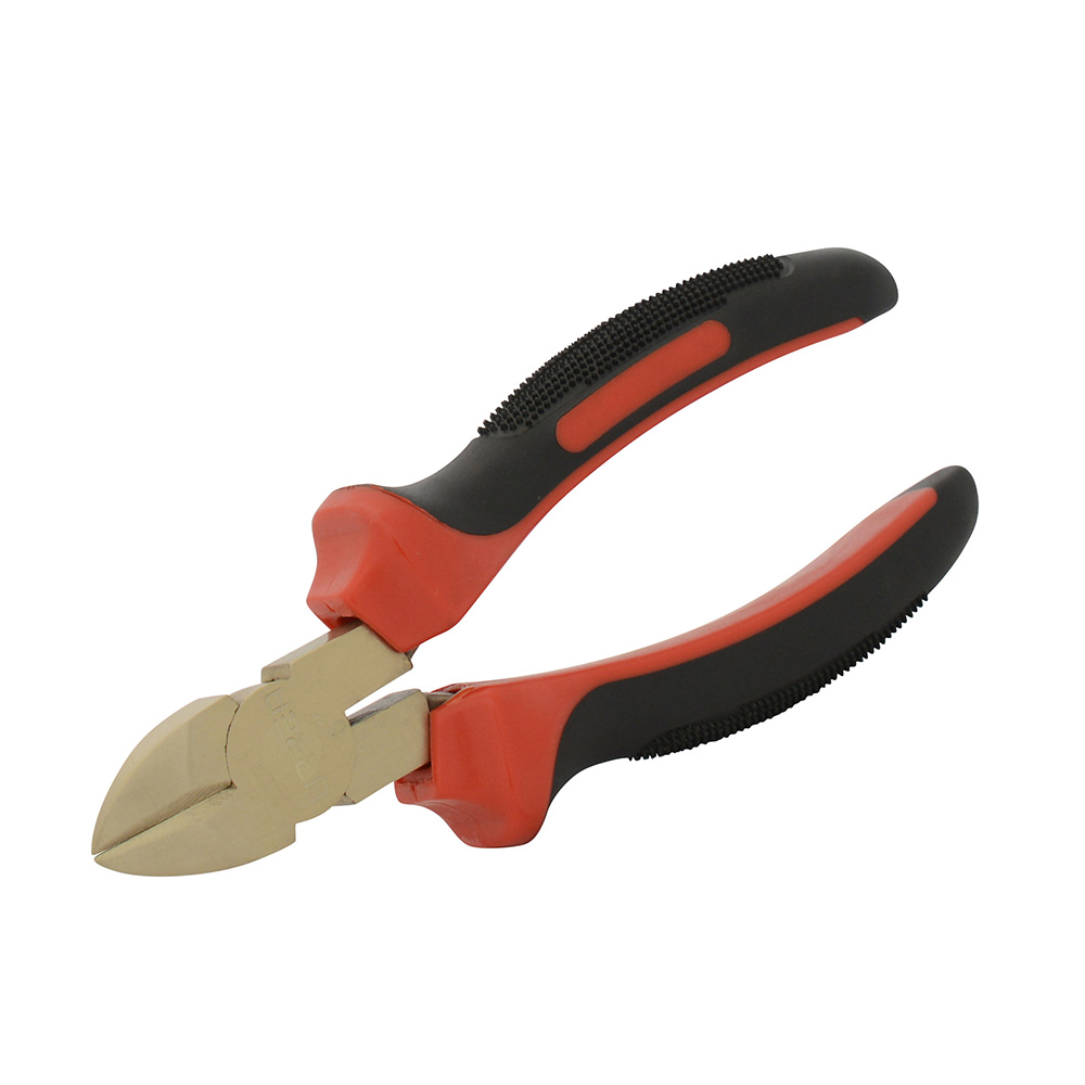 Pinza de bronce-aluminio antichispa con mango bimaterial de 6", de corte diagonal Urrea