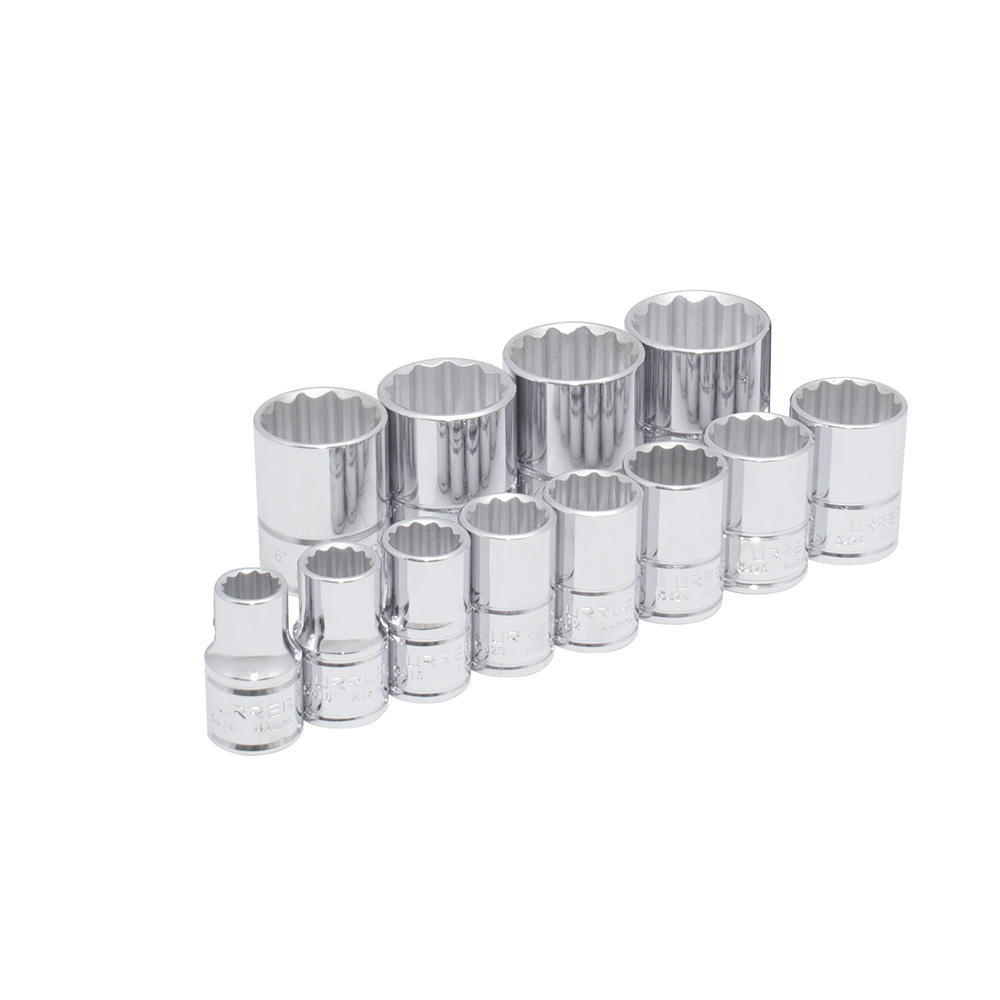 Juego de dados cuadro de 1/2", 12 puntas, métricos, 12 piezas Urrea