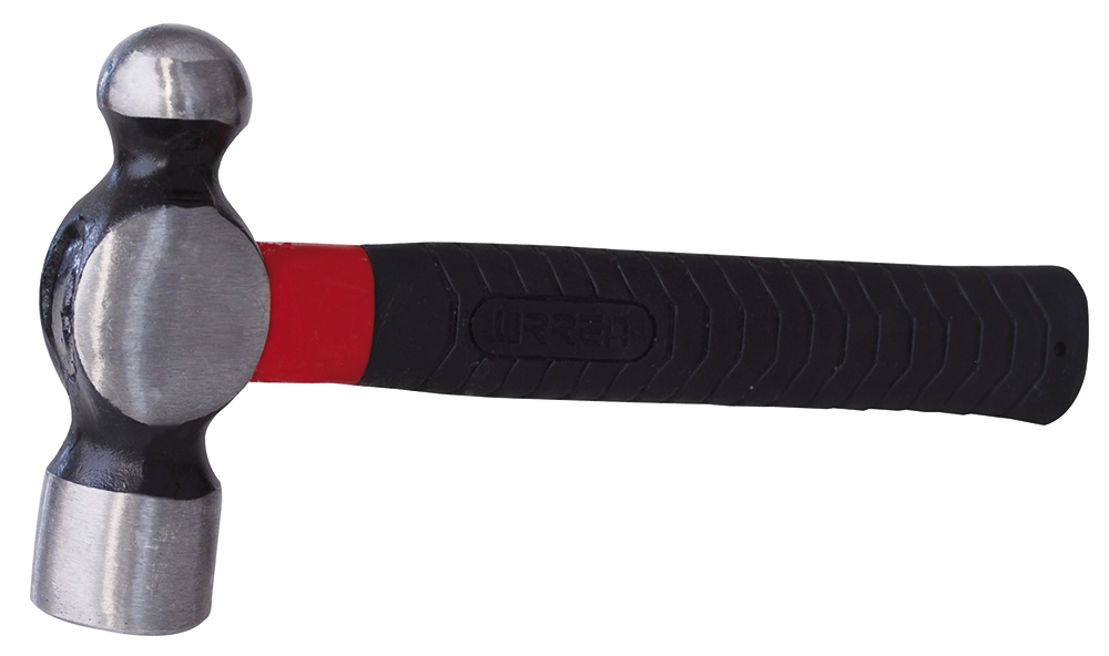 Martillo de bola forjada con mango de fibra de vidrio anti-vibración corto de 9", 24 oz Urrea