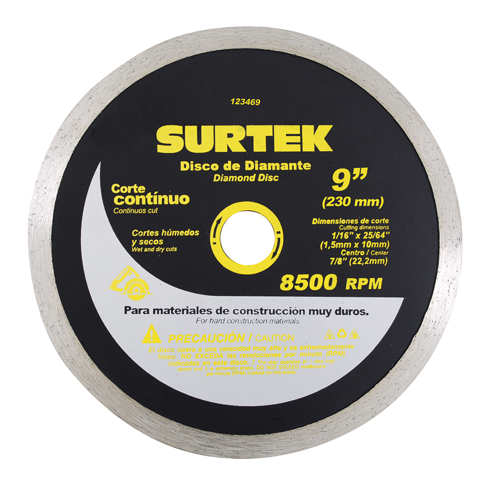 Disco de diamante continuo, 9" Surtek